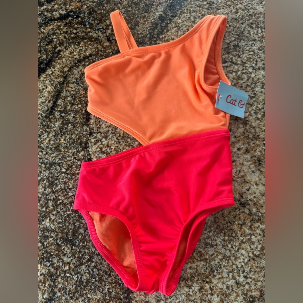Cat & Jack Vibrant Orange and Red Kids Bikini